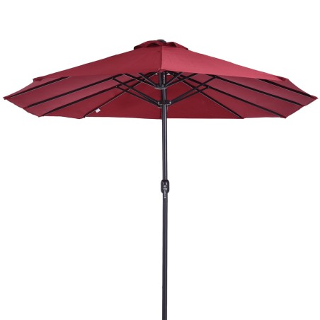 Parasol de terrasse double Rouge Bordeaux 4.50 x 2.65 x H 2.40 Toile polyester TWIN KZ GARDEN