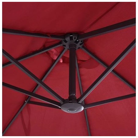 Parasol de terrasse double Rouge Bordeaux 4.50 x 2.65 x H 2.40 Toile polyester TWIN KZ GARDEN