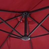 Parasol de terrasse double Rouge Bordeaux 4.50 x 2.65 x H 2.40 Toile polyester TWIN KZ GARDEN