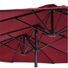 Parasol de terrasse double Rouge Bordeaux 4.50 x 2.65 x H 2.40 Toile polyester TWIN KZ GARDEN