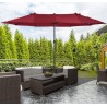 Parasol de terrasse double Rouge Bordeaux 4.50 x 2.65 x H 2.40 Toile polyester TWIN KZ GARDEN