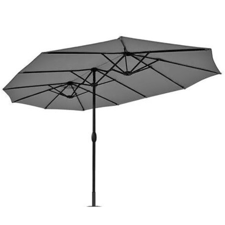 Parasol de jardin double Gris 4.50 x 2.65 x H 2.40 Toile polyester TWIN KZ GARDEN
