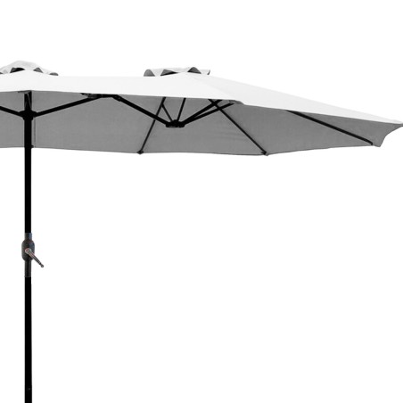 Parasol de jardin double Gris 4.50 x 2.65 x H 2.40 Toile polyester TWIN KZ GARDEN