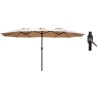 Parasol de terrasse double Marron Taupe 4.50 x 2.65 x H 2.40 Toile polyester TWIN KZ GARDEN