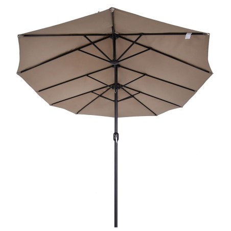 Parasol de terrasse double Marron Taupe 4.50 x 2.65 x H 2.40 Toile polyester TWIN KZ GARDEN