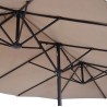 Parasol de terrasse double Marron Taupe 4.50 x 2.65 x H 2.40 Toile polyester TWIN KZ GARDEN