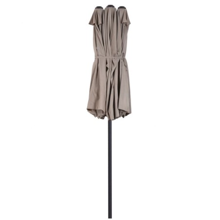 Parasol de terrasse double Marron Taupe 4.50 x 2.65 x H 2.40 Toile polyester TWIN KZ GARDEN