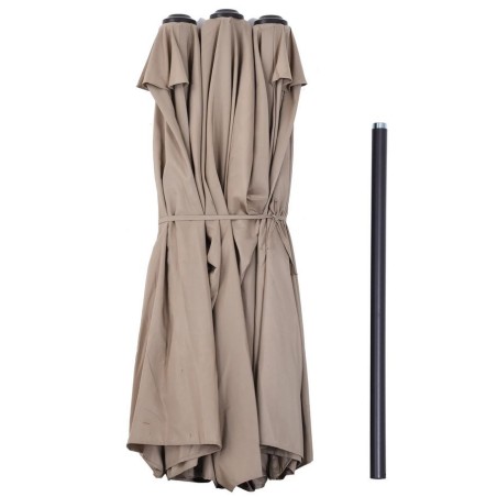 Parasol de terrasse double Marron Taupe 4.50 x 2.65 x H 2.40 Toile polyester TWIN KZ GARDEN
