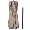 Parasol de terrasse double Marron Taupe 4.50 x 2.65 x H 2.40 Toile polyester TWIN KZ GARDEN