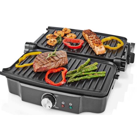 Grill de contact 1500W Sandwiches Pannini Grillades Plaque Anti-adhésive Poignée froide NEDIS