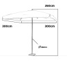 Parasol de jardin 3m x 3m Forme Carrée Blanc Ecru avec bordure de 50 mm Mat bois naturel KZ GARDEN