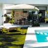 Parasol de jardin 3m x 3m Forme Carrée Blanc Ecru avec bordure de 50 mm Mat bois naturel KZ GARDEN