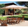 Parasol de jardin 3m x 3m Forme Carrée Blanc Ecru avec bordure de 50 mm Mat bois naturel KZ GARDEN