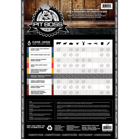 Sac de pellets alimentaire 9 kg granulés pour barbecue Mélange Compétition PIT BOSS