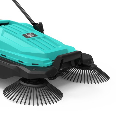 Balayeuse manuelle 2 brosses Balayeuse mécanique Feuille Saleté Larg de balayage 63 cm Bac 20L Nettoyage Terrasses Allées INTEC