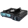 Réchaud à gaz portable 2200W Etna + Plaque Grill Barbecue Camping Allumage Piezo Mallette INTEC