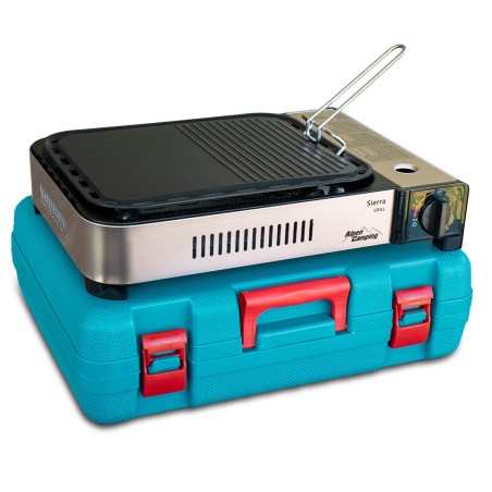 Barbecue grill Plancha gaz 2100W Piezo Haute Qualité + Mallette de transport ALPEN