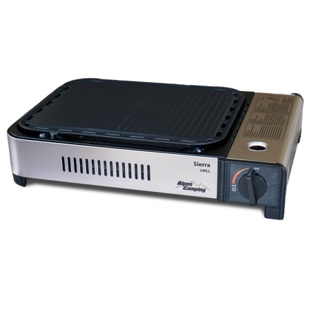 Plancha à gaz Barbecue grill 2100W Cuisson 30 x 24cm Piezo + 4 cartouches gaz + Mallette ALPEN