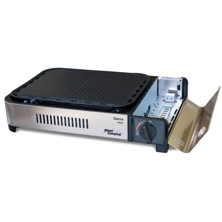 Plancha à gaz Barbecue grill 2100W Cuisson 30 x 24cm Piezo + 4 cartouches gaz + Mallette ALPEN