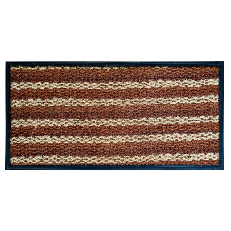 Tapis d'extérieur Paillasson Fibre de coco 50 x 100 cm Rayé Marron/Beige Épaisseur 6mm INTEC