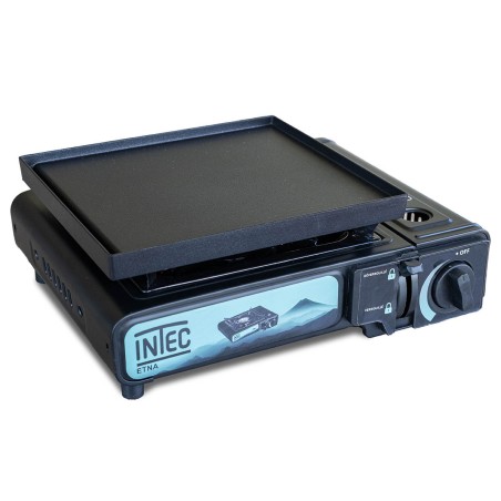 Réchaud à gaz 2200W Etna + Plaque à plancha + 4 Cartouches de gaz Mallette INTEC