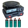 Réchaud à gaz 2200W Etna + Plaque Grill Barbecue + 4 Cartouches gaz Camping Mallette INTEC