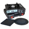 Réchaud à gaz portable 2200W Etna + 2 plaques Plancha et Grill Barbecue Camping Mallette INTEC