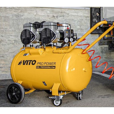 Compresseur d'air Sans Huile Silencieux 100 Litres 8 Bar 4CV 3KW 115 Psi VITO