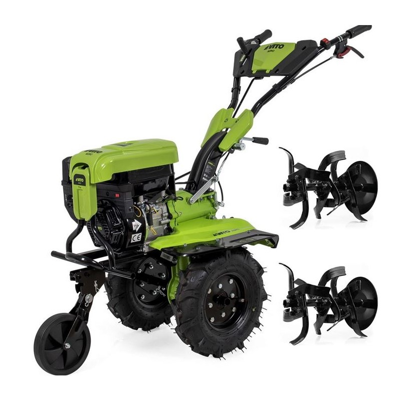 Motoculteur à essence 7CV 4T 5200W 212 cm3 Motobineuse avec Fraises et Butteur VITO