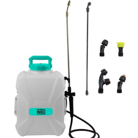 Pulvérisateur à batterie 20V 12L Batterie lithium 4.0Ah Chargeur 2 Lances Fibre et Inox 4 Buses INTEC
