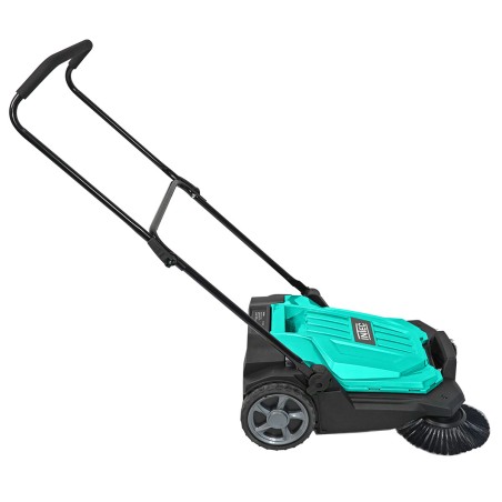Balayeuse manuelle 2 brosses Balayeuse mécanique Feuille Saleté Larg de balayage 63 cm Bac 20L Nettoyage Terrasses Allées INTEC