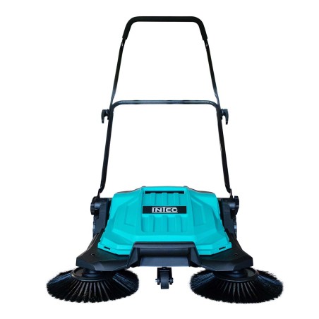 Balayeuse manuelle 2 brosses Balayeuse mécanique Feuille Saleté Larg de balayage 63 cm Bac 20L Nettoyage Terrasses Allées INTEC