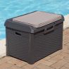 Coffre de jardin 125L Gris Anthracite avec Coussin Résine Effet rotin 73x50x49 cm Rangement Extérieur TOOMAX