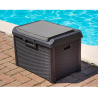 Coffre de jardin 125L Gris Anthracite avec Coussin Résine Effet rotin 73x50x49 cm Rangement Extérieur TOOMAX