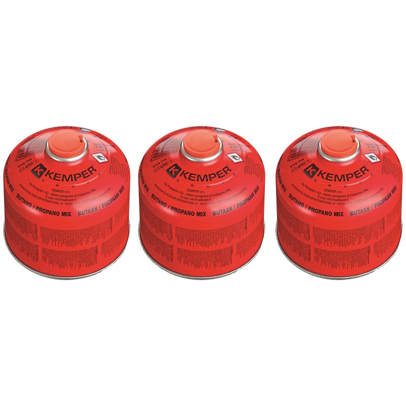 Pack 3 Cartouches de gaz 230g Propane/Butane 7/16 Réchaud camping Résistant basses températures EN417 KEMPER