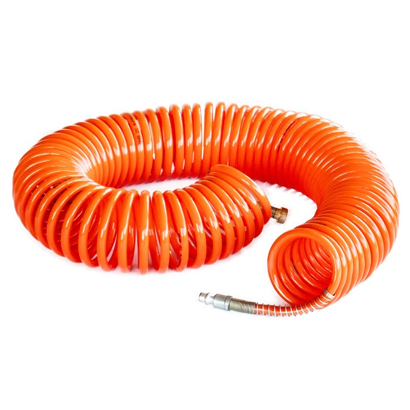 Tuyaux air comprimé PU 15 mètres 12 bar 2 raccords + 2 écrous fraisés