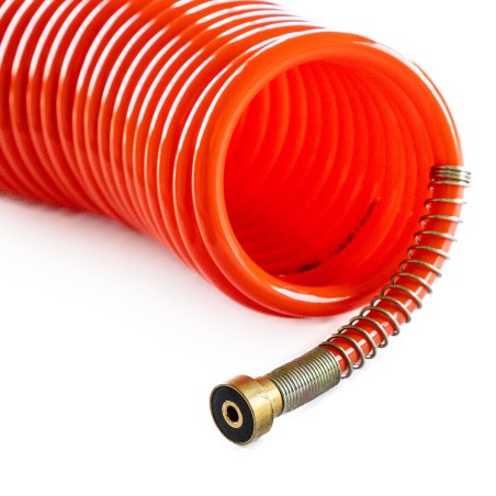 Tuyaux air comprimé PU 15 mètres 12 bar 2 raccords + 2 écrous fraisés