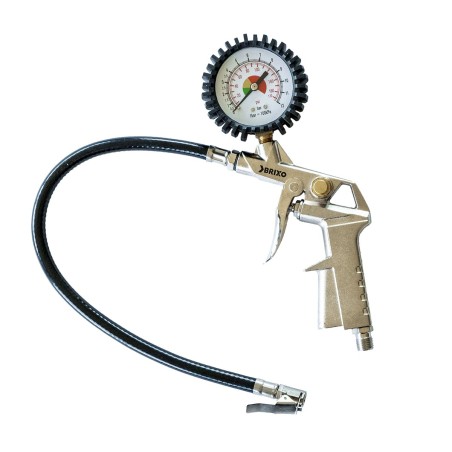 Pistolet de gonflage à air comprimé Manomètre 10 bar 140 PSI Tuyau 0.5 m Raccord M 1/4 BRIXO