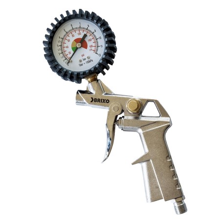 Pistolet de gonflage à air comprimé Manomètre 10 bar 140 PSI Tuyau 0.5 m Raccord M 1/4 BRIXO