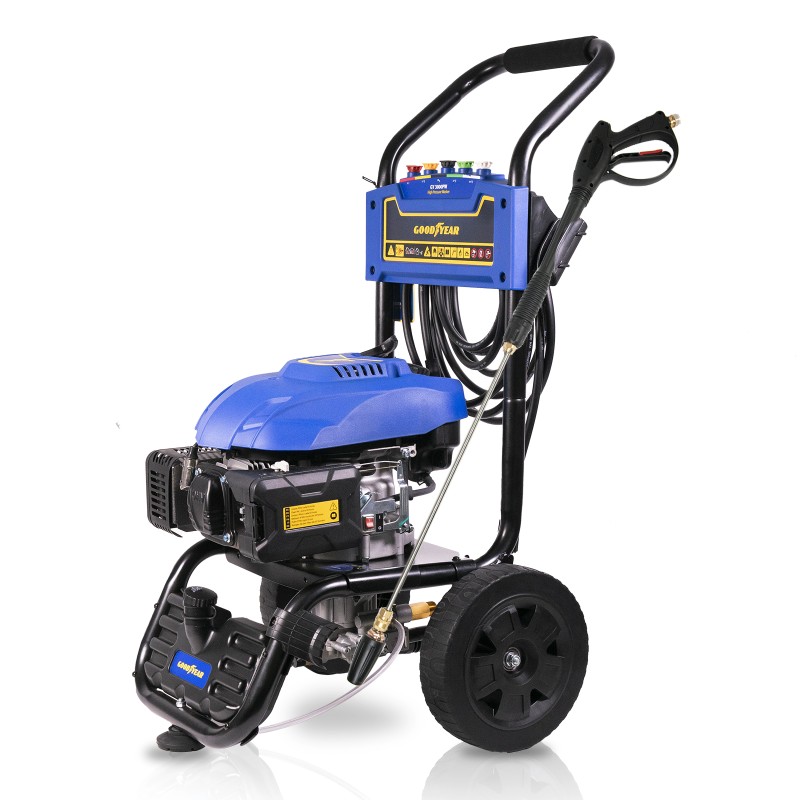 Nettoyeur Haute Pression Thermique 4100W 206 bar Débit 570L/h Essence 5 buses Tuyau 8 m Goodyear