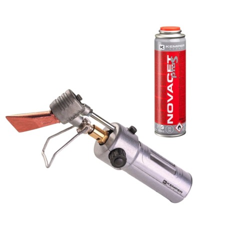 Fer à souder de couvreur à Gaz Allumage Piezo Flamme réglable Panne interchangeable + Cartouche de gaz KEMPER