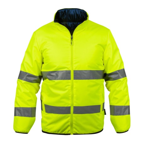 Veste de sécurité Hiver haute visibilité Taille M Réversible Jaune/noir 2en1Bandes reflechissantes VITO Dual