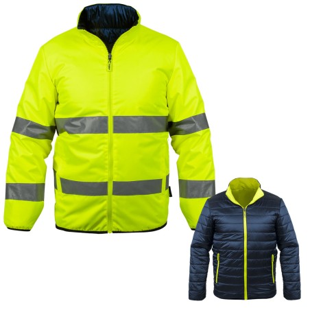 Veste de sécurité Hiver haute visibilité Taille XXL Réversible Jaune/noir 2en1Bandes reflechissantes VITO Dual