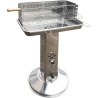 Barbecue à Charbon Inox Grille de Cuisson 58 x 38cm Broche à Rôtir