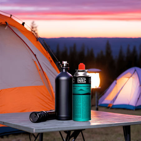 Pack 16 Bouteilles de gaz Butane 227gr Cartouche gaz Camping Compacte Encliquetable Réchaud Désherbeur Barbecue INTEC