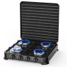 Plaque de cuisson gaz 4 feux 8800W Réchaud à gaz portable Noire Gaz Butane ou Propane Bruleurs inox INTEC