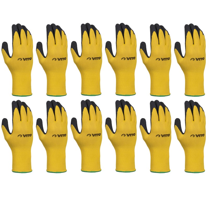 Pack de 12 Gants de Protection travail Nitrile Antidérapants Confort Adhérence Protection Certifiée CE VITO