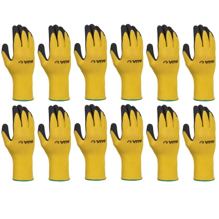 Pack de 12 Gants de Protection travail Nitrile Antidérapants Confort Adhérence Protection Certifiée CE VITO