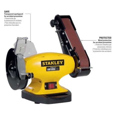 Touret d’établi professionnel 330W Touret à meuler Ø150mm Meulage Polissage Ponçage Dégrossissage STANLEY