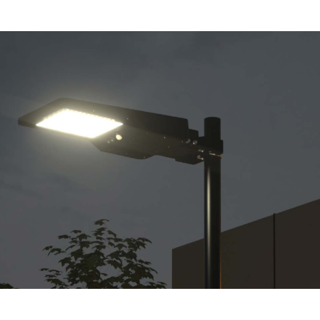 Lampadaire solaire extérieur LED 6000K Noir Projecteur led Eclairage 25W 3000 Lumens Surface éclairée 180m² ASLO